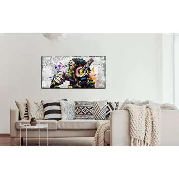 Large Canvas Wall Art Graffiti Gorilla with Headphones Picture for Living Room Bedroom Funny Wall Decor Ready to Hang Size 40" W x 20" H