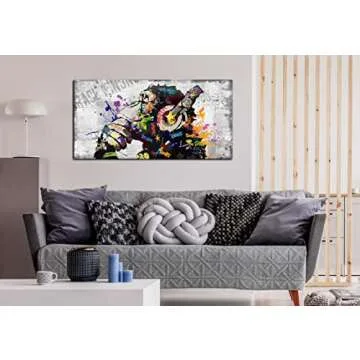Large Canvas Wall Art Graffiti Gorilla with Headphones Picture for Living Room Bedroom Funny Wall Decor Ready to Hang Size 40" W x 20" H