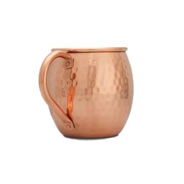 Moscow Mule Mug by Copper Mules - Handcrafted of 100% Pure THICK Copper - Timeless Barrel Hammered Finish - Authentic and Strong Riveted Handle - Holds 16oz