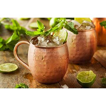 Moscow Mule Mug by Copper Mules - Handcrafted of 100% Pure THICK Copper - Timeless Barrel Hammered Finish - Authentic and Strong Riveted Handle - Holds 16oz