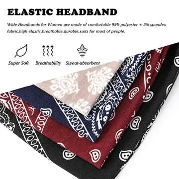 Acenail Boho Headbands Wide Head Bands Knotted Turban Headband Nonslip Elastic Hairbands Floral Hairband Workout Hair Scarfs Yoga Sweatbands Bohemian Head Wraps for Women 4Pcs (#4 Bohemian)