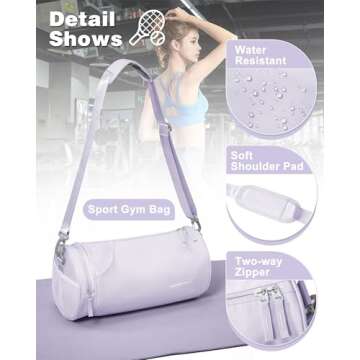Small Gym Bag for Women,Waterproof Workout Bag Mini Duffle Bag Womens Spotrs Gym Bags Small Travel Duffel Bag with Wet Pocket Carry on Weekender Bags for Dance Swimming,Gym,Yoga,Fitness Purple