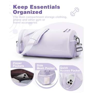 Small Gym Bag for Women,Waterproof Workout Bag Mini Duffle Bag Womens Spotrs Gym Bags Small Travel Duffel Bag with Wet Pocket Carry on Weekender Bags for Dance Swimming,Gym,Yoga,Fitness Purple