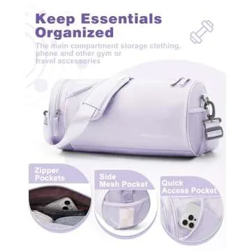 Small Gym Bag for Women,Waterproof Workout Bag Mini Duffle Bag Womens Spotrs Gym Bags Small Travel Duffel Bag with Wet Pocket Carry on Weekender Bags for Dance Swimming,Gym,Yoga,Fitness Purple