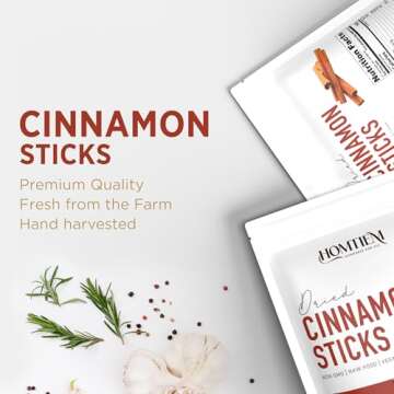 Homtiem Organic Dried Cinnamon Sticks 9 Oz for Cooking