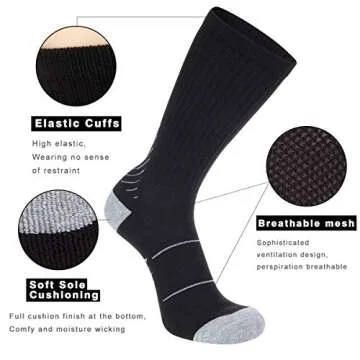 COOVAN Mens Thick Cushioned Athletic Crew Socks 6 Pairs