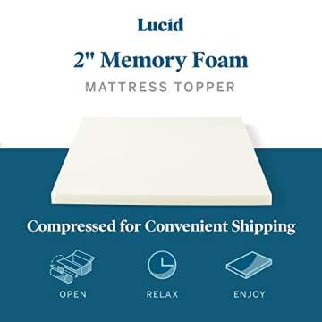 LUCID 2 Inch Traditional Foam Mattress Topper Full Comfort