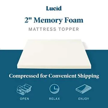 LUCID 2 Inch Traditional Foam Mattress Topper Full Comfort