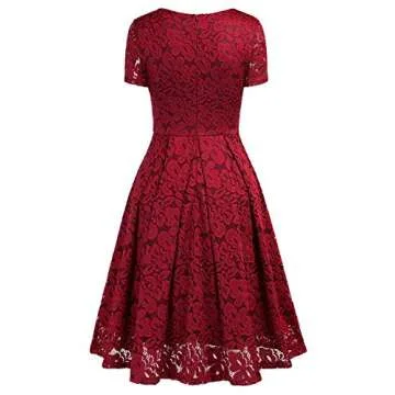MISSMAY Women's Floral Lace Cocktail Dress Elegant Fit