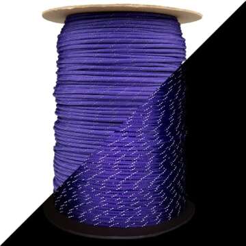 Reflective 550lb Paracord – 7 Strand Type III Nylon Parachute Cord for Hiking, Camping, and Fishing – 30+ Colors and 6 Length Options