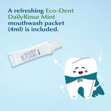 Eco-Dent ExtraBrite Baking Soda Tooth Powder, Mint – SLS & Fluoride-Free Toothpaste Powder with Oxidizing Calcium Peroxide, Whitening Toothpaste Alternative + DailyRinse Single-Use Pack