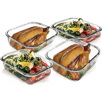 M MCIRCO [80 oz & 36 oz Extra Large Glass Food Storage/Baking Containers Set with Lids, 2 Pack 80 oz(10 cup)&2 Pack 36 oz (4.5 cup) Airtight Glass Container,Microwave,Oven,Freezer and Dishwasher