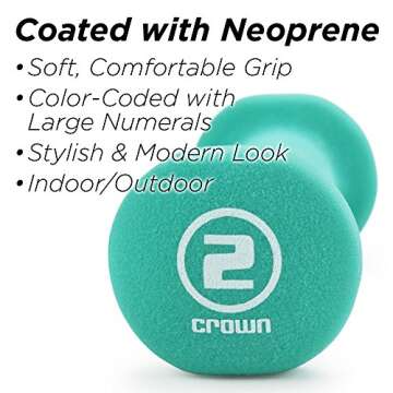 Crown Sporting Goods Set of 3 Pairs of Neoprene Body Sculpting Hand Weights with Stand (Shape)