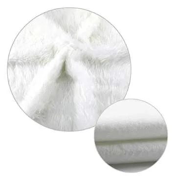 Konsait Plush Christmas Tree Skirt - Round Snow White Xmas Tree Mat Base Cover for Holiday Home Decorations, 31Inch/78CM