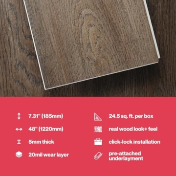 Lucida MaxCore PRO Vinyl Flooring | DIY Interlocking Planks | 10-Pack