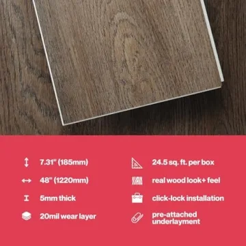 Lucida MaxCore PRO Vinyl Flooring | DIY Interlocking Planks | 10-Pack