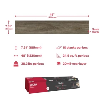 Lucida MaxCore PRO Vinyl Flooring | DIY Interlocking Planks | 10-Pack