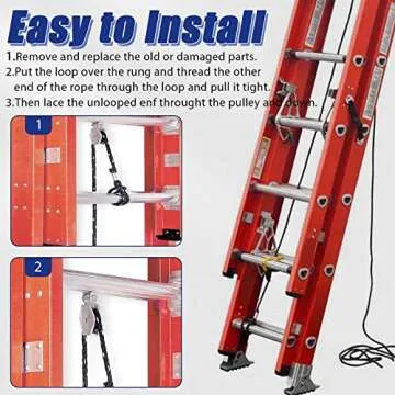 ChangTa AC30-2 Extension Ladder Rope Replacement, Compatible with Wernerr Extension Ladders, Up to 40 Foot with Single Pulley