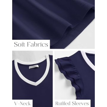 NENONA Women’s Ruffle Sleeve Summer Top in Navy