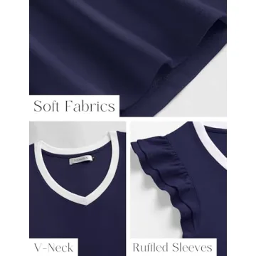 NENONA Women’s Ruffle Sleeve Summer Top in Navy