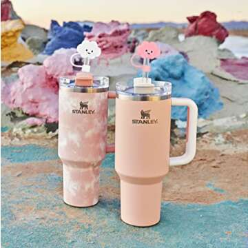 10mm Straw Cover, 3pcs Covers Cap for Stanley Cup 40 oz 30 Food Grade Silicone Cute Large Cloud Topper Tips Cover Protector Plugs Tumblers Accessories