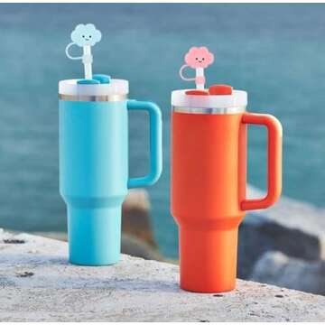 10mm Straw Cover, 3pcs Covers Cap for Stanley Cup 40 oz 30 Food Grade Silicone Cute Large Cloud Topper Tips Cover Protector Plugs Tumblers Accessories