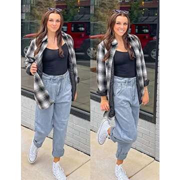 luvamia Mom Jeans for Women Trendy High Waisted Stretchy Loose Jeans for Women Denim Pants