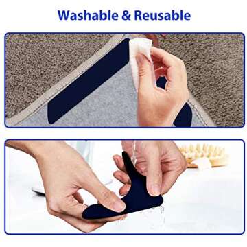 Sollifa 16 Pcs Rug Tape, Dual Sided Washable Removable Prevent Curling Rug Corner Holder, Keep Rug in Place Non Slip Adhesive Rug Stopper for Hardwood Floors and Tile