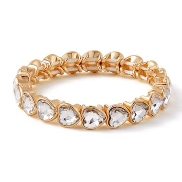 KELMALL Party Prom Stretch Rhinestone Bracelet for Women, Trendy Exquisite Heart Geometric Crystal E...