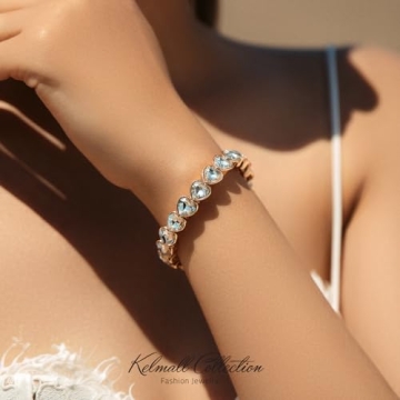 KELMALL Sparkle Elegant Heart-Shaped Rhinestone Bracelet