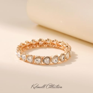 KELMALL Sparkle Elegant Heart-Shaped Rhinestone Bracelet