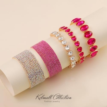KELMALL Sparkle Elegant Heart-Shaped Rhinestone Bracelet