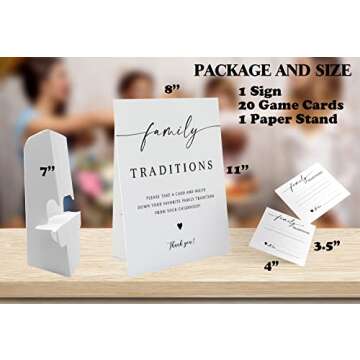 Minimalism Theme Favorite Family Traditions Baby Shower Games Set(1 Sign and 20 Cards), Games for Ba...
