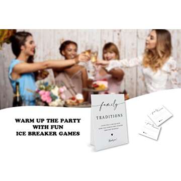 Minimalism Theme Favorite Family Traditions Baby Shower Games Set(1 Sign and 20 Cards), Games for Baby Shower, Wedding Shower, Bridal Shower, Game Night, Gender Reveal Party, Family Day Decorations 08