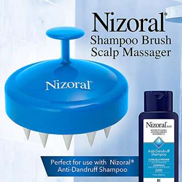 Nizoral Hair Shampoo Brush with Soft Silicone Scalp Massager Brush Head, for All Hair Types, Deep Cl...