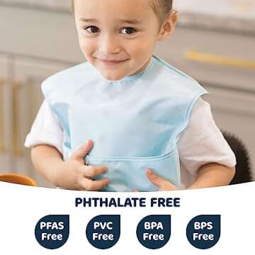 Tiny Twinkle Mess-Proof Baby Bib - Waterproof Bib for Baby Boy or Girl - Machine Washable - Adjustable Closure - PVC, BPA & Phthalate Free - Great for Travel - Baby Food Bibs (5 Pack, Boy Spring)