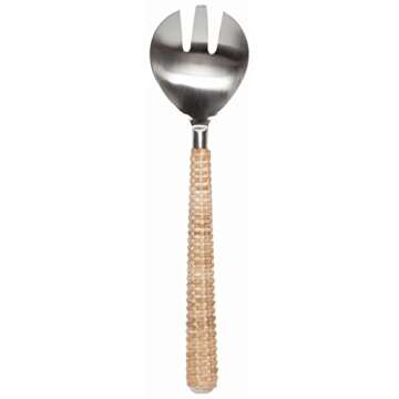 Now Designs Salad Servers 2-Piece | Matte Steel/Rattan