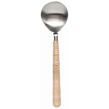 Now Designs Salad Servers 2-Piece | Matte Steel/Rattan