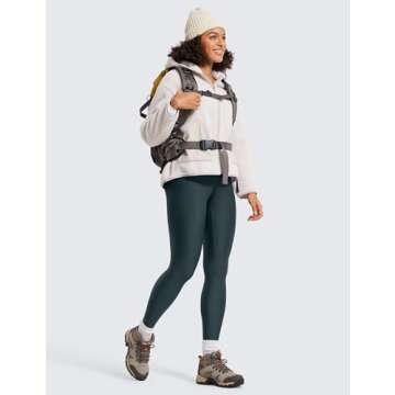 CRZ YOGA Thermal Fleece Lined Leggings Women 28'' - Winter Warm Workout Hiking Pants High Waisted Yoga Tights Full Length Dark Green Small