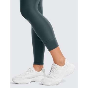 CRZ YOGA Thermal Fleece Lined Leggings Women 28'' - Winter Warm Workout Hiking Pants High Waisted Yoga Tights Full Length Dark Green Small