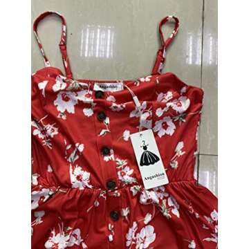 Angashion Women's Dresses-Summer Floral Bohemian Spaghetti Strap Button Down Swing Midi Dress