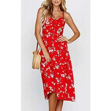 Angashion Floral Midi Dress for Women - Chic Summer Style
