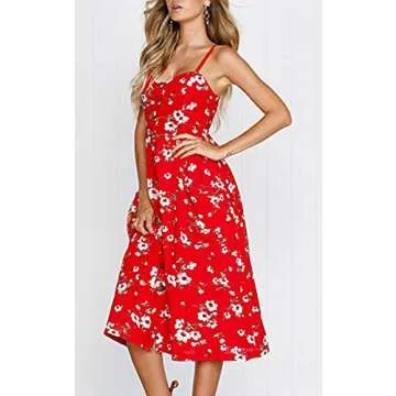 Angashion Floral Midi Dress for Women - Chic Summer Style
