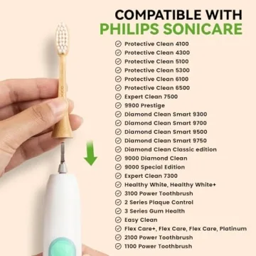 PONPACE Bamboo Sonicare Toothbrush Heads for Gentle Cleaning