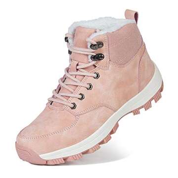 WateLves Mens Womens Snow Boots Winter Anti-Slip Ankle Booties Outdoor Slippers Slip On with Warm Fully Fur Lined