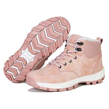 WateLves Mens Womens Snow Boots Winter Anti-Slip Ankle Booties Outdoor Slippers Slip On with Warm Fully Fur Lined