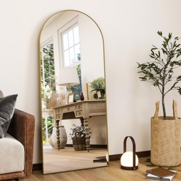 HARRITPURE 56"x21"Full Length Mirror Arch Floor Mirrors with Aluminum Alloy Frame Free-Standing Wall...