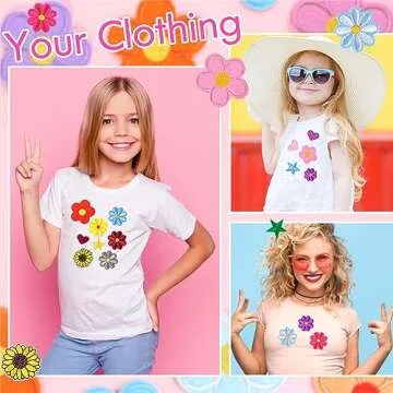 71 PCS Iron on Patches Versatile Embroidered Iron-On Patch Set for Clothes, Bags, and DIY Crafts Include Sunflowers, Hearts, Flowers, and More Pattern