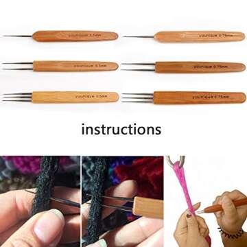 Dreadlocks Crochet Hooks for Hair 0.5mm (1 hook, 2 hooks, 3 hooks) Crochet Needles for Hair Dreadloc...