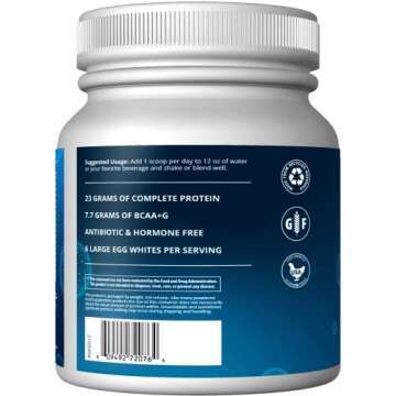 MRM Nutrition Egg White Protein | Vanilla Flavored | 23g Fat-Free Protein | with Digestive enzymes | Highest Biological Value | Clinically Tested | 20 Servings